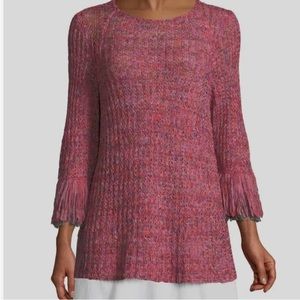 NWT Nic+Zoe pink sweater size large Nic and Zoe top with fringe sleeves